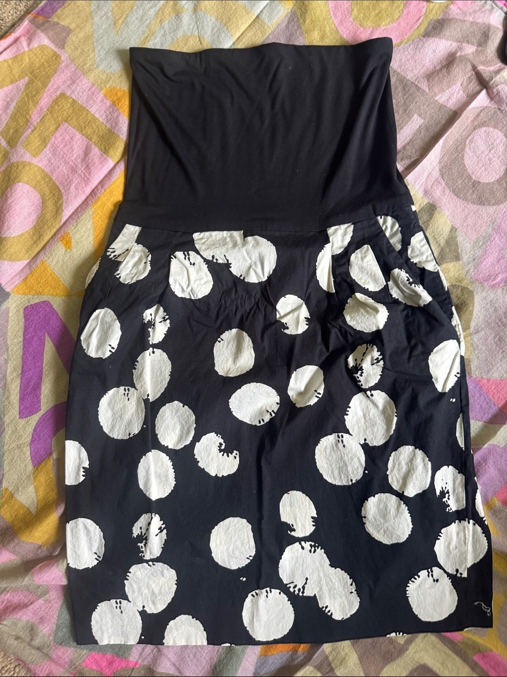 DKNYC Black and White Polka Dot Pencil Skirt/ Tube Dress